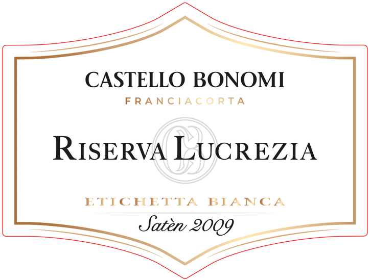 Etichetta del vino Franciacorta Riserva Lucrezia Etichetta Bianca Satèn 2009