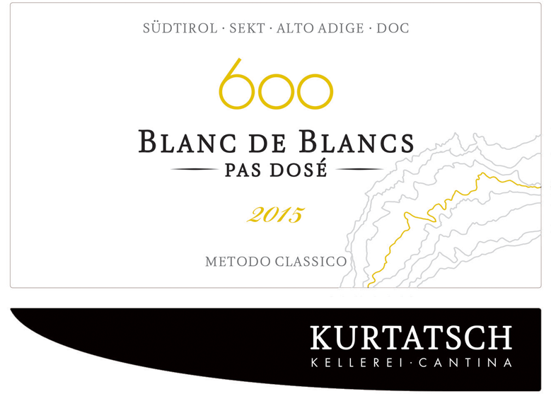 Etichetta del vino Alto Adige 600 Blanc de Blancs Pas Dosé 2015