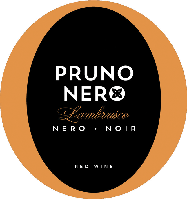 Etichetta del vino Lambrusco di Modena Pruno Nero Dry