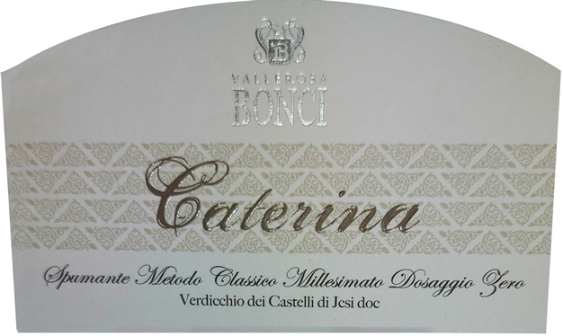 Etichetta del vino Verdicchio dei Castelli di Jesi Caterina Dosaggio Zero 2012