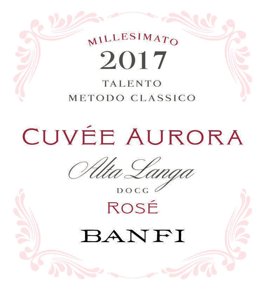 Etichetta del vino Alta Langa Talento Cuvée Aurora Rosé Extra Brut 2017