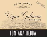 Etichetta del vino Alta Langa Riserva Blanc de Noirs Vigna Gatinera Pas Dosé Brut Nature 2014