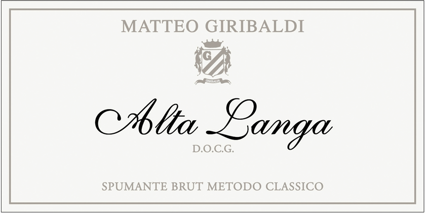 Etichetta del vino Alta Langa Matteo Giribaldi Brut 2017