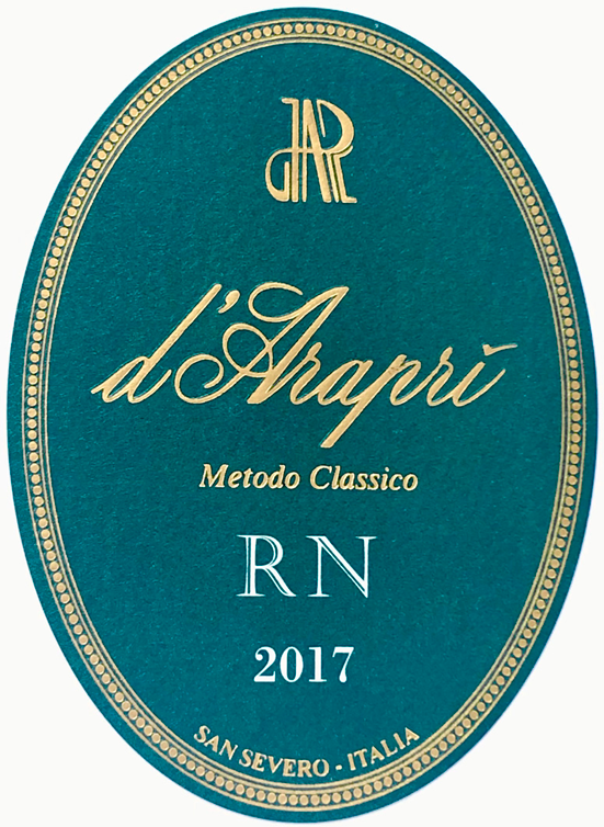 Etichetta del vino Daunia Bombino Bianco RN Brut 2017