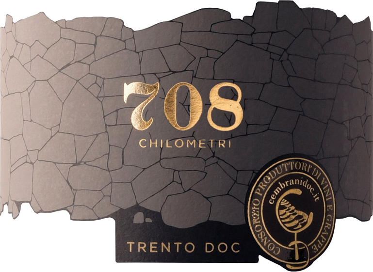 Etichetta del vino Trento 708 Chilometri Extra Brut 2016