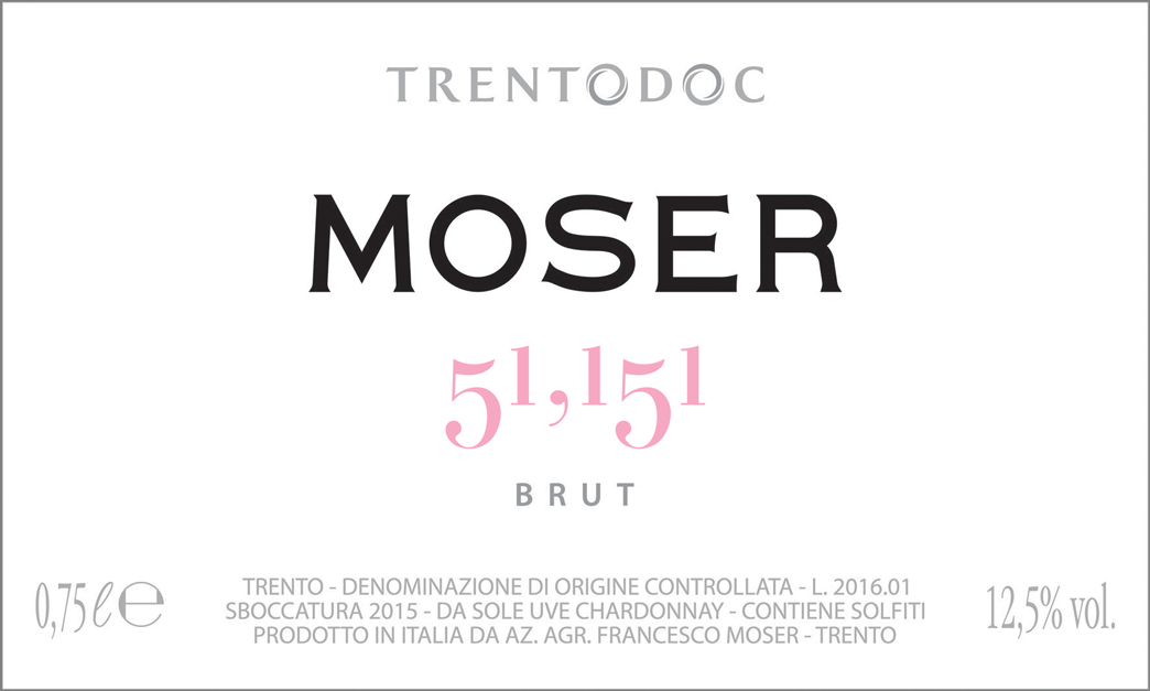 Etichetta del vino Trento 51,151 Brut
