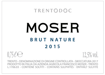 Etichetta del vino Trento Brut Nature 2015