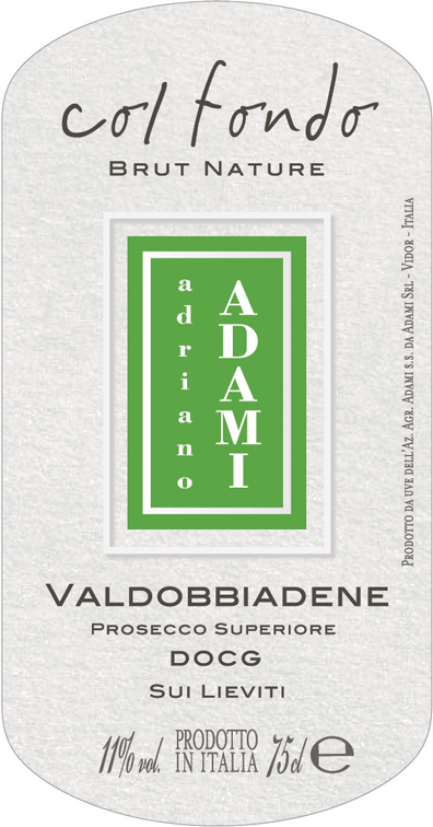Etichetta del vino Valdobbiadene Prosecco Superiore Sui Lieviti Col Fondo Brut Nature 2019
