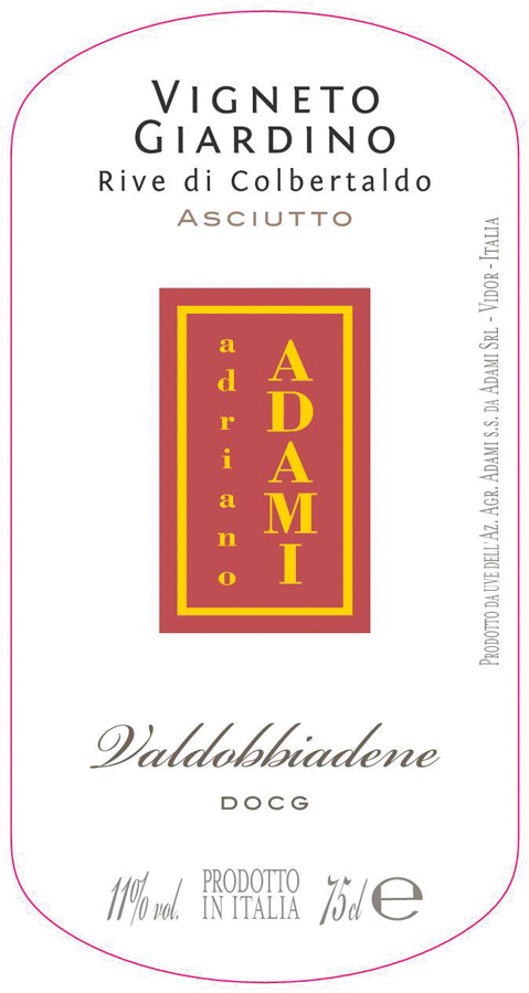 Etichetta del vino Valdobbiadene Rive di Colbertaldo Vigneto Giardino Asciutto 2020