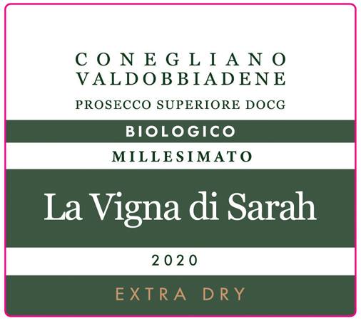 Etichetta del vino Conegliano Valdobbiadene Prosecco Superiore Biologico Extra Dry 2020