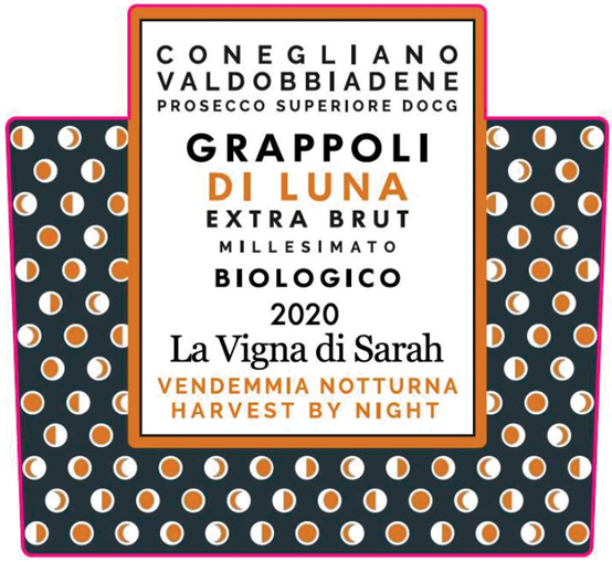 Etichetta del vino Conegliano Valdobbiadene Prosecco Superiore Biologico Grappoli di Luna Extra Brut 2020