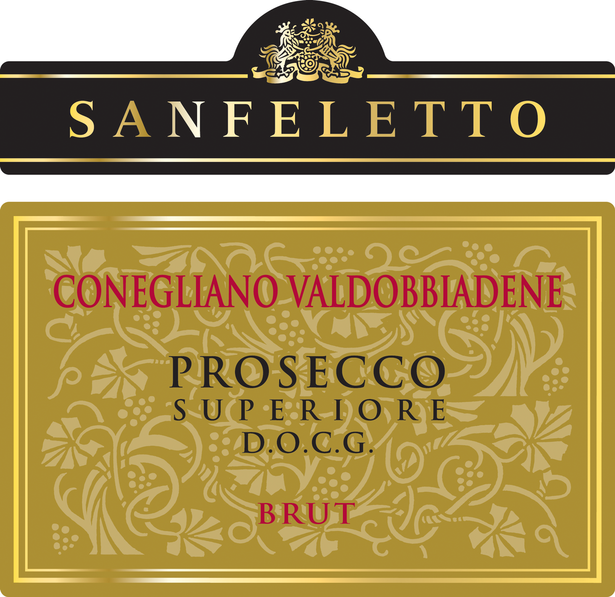 Etichetta del vino Conegliano Valdobbiadene Prosecco Superiore Brut