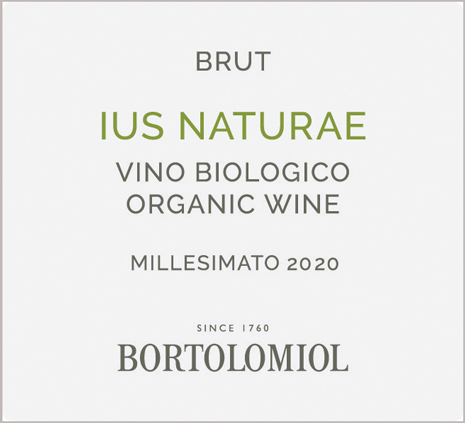 Etichetta del vino Valdobbiadene Prosecco Superiore Ius Naturae Brut 2020