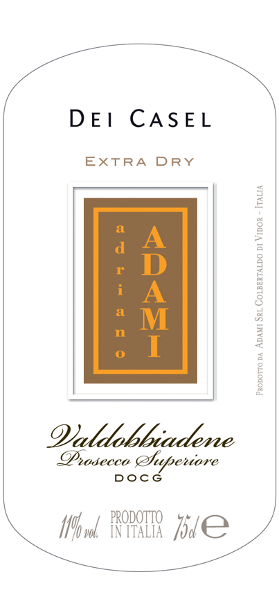 Etichetta del vino Valdobbiadene Prosecco Superiore Dei Casel Extra Dry